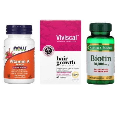 Kit Beleza Integral, Viviscal Mulher + Biotina 10.000 mcg + Vitamina A