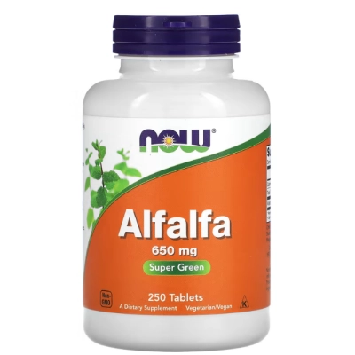 Alfalfa 650mg, Vitaminas e Minerais, Suporte Para Energia, Now