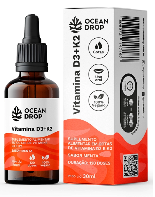 Vitamina D3 + K2, 30ml, Ocean Drop