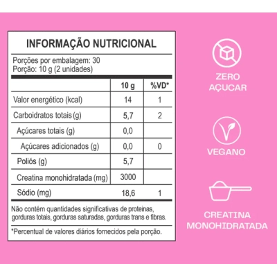 Creatina, 60 Gomas Sabor Frutas Vermelhas, Guday