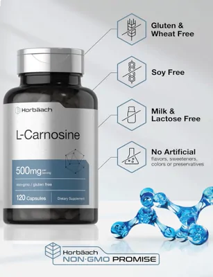 L-Carnosine 500mg, 120 Cápsulas, Horbaach