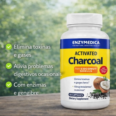 ACTIVATED CHARCOAL, 60 CAPSULAS, ENZYMEDICA