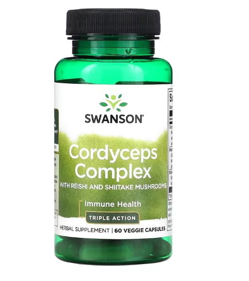 Complexo de Cordyceps, 200mg, com Cogumelos Reishi e Shiitake, 60 Cápsulas, Swanson