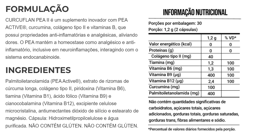 Curcuflan PEA II, Curcumina, Colágeno tipo II e Vitaminas, 60 Cápsulas, Endogen