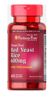 Arroz De Levedura Vermelha (Red Yeast Rice) Com Policosanol, 60 Cápsulas, Puritans Pride