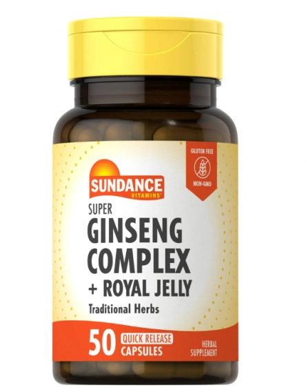 Ginseng Complex Com Geleia Real, 50 Cápsulas, Sundance