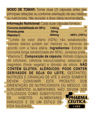 Cúrcuma + Pimenta Preta, 520mg, 60 cápsulas, Dr. Botanico