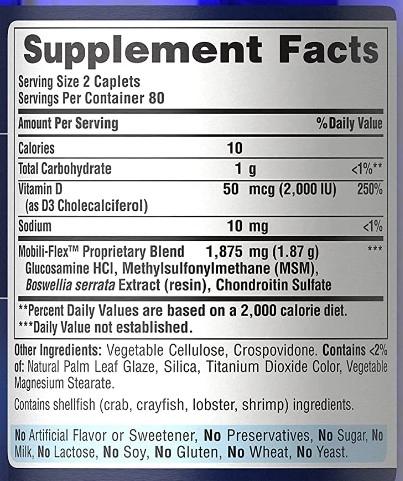 Glucosamina Condroitina com Vitamina D3, 160 Comprimidos, Puritan's Pride
