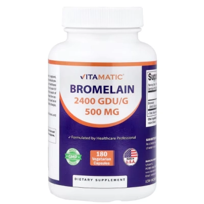 Bromelain 500mg, Bromelina Enzima Digestiva natural, 180 Cápsulas, Vitamatic