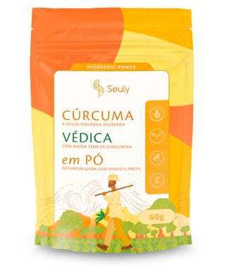 Cúrcuma Védica em Pó Com  Pimenta Preta, 60g, Souly