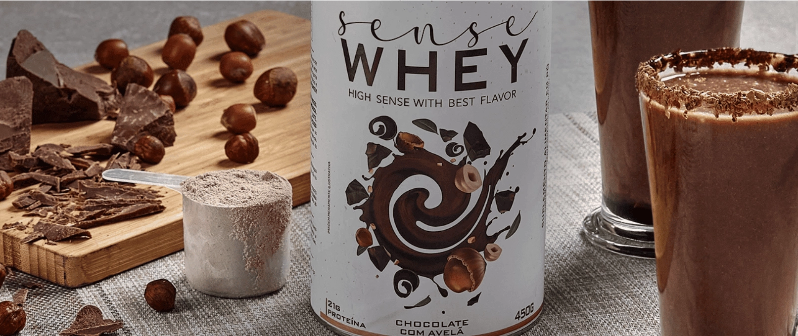 Sense Whey Performance Series, Sabor Chocolate com Avelã, 450g, Lauton Nutrition