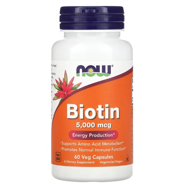 Biotina, 5000mcg, 60 Cápsulas, Now