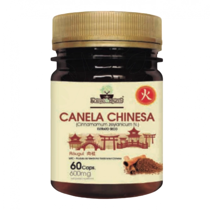 Canela Chinesa, Extrato Seco, 60 Cápsulas, Folhas e Raizes