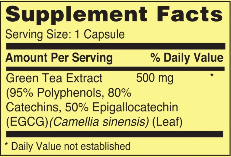 Green Tea, Extrato de Chá Verde 500mg, 60 Cápsulas, Spring Valley