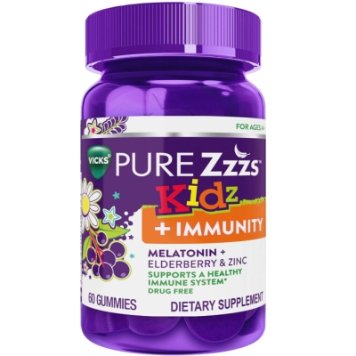 Kidz + Imunidade Suporte Imunológico para crianças, Com Melatonina 1mg e Zinco, 60 Gomas, VICKS ZzzQuil
