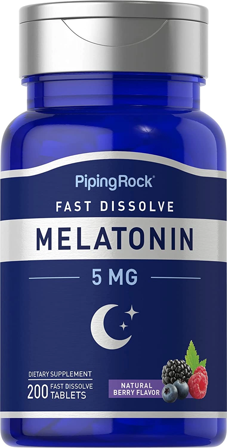 Melatonina 5mg, 200 Comprimidos Sublingual, Frutas Vermelhas, PipingRock