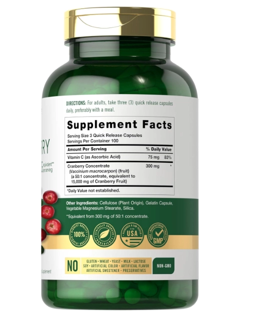 Cranberry Concentrado 15,000mg, 300 Cápsulas, Carlyle