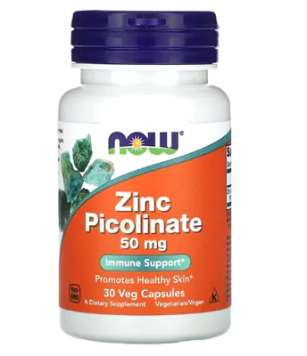 Picolinato de Zinco, 50mg, 30 Cápsulas, Now