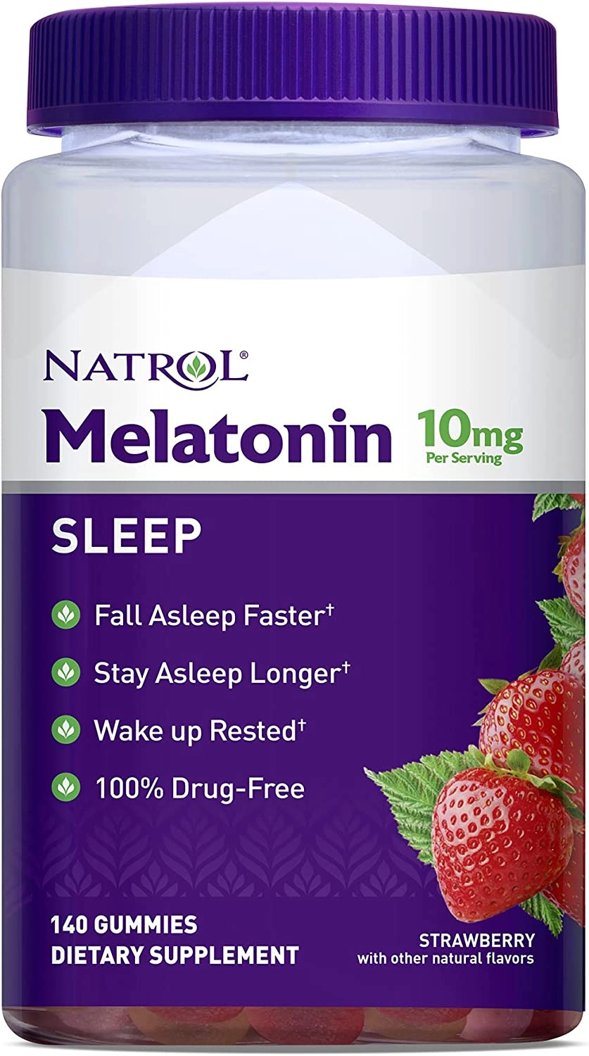Melatonina 10mg, 140 Gomas, Sabor Morango, Natrol