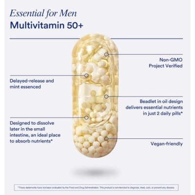 Essential for Men, Multivitamínico para Homens 50+, 60 Cápsulas Sabor Menta, Ritual