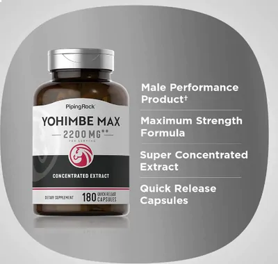 Extrato de Ioimbina (Yohimbine), 2200mg, 180 cápsulas, PipingRock