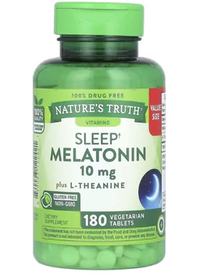 Melatonina 10mg Com L-Theanine, 180 Capsulas, Nature's Truth