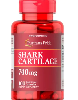 Cartilagem de Tubarão, Shark Cartilage, 740mg, 100 cápsulas, Puritan's Pride