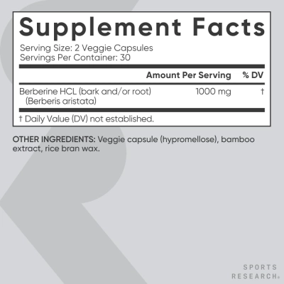 Berberina, 1000mg, 60 Cápsulas, Sports Research