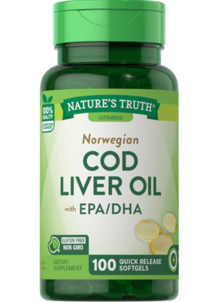 Óleo de Fígado de Bacalhau, com EPA/ DHA, 100 cápsulas, Nature's Truth