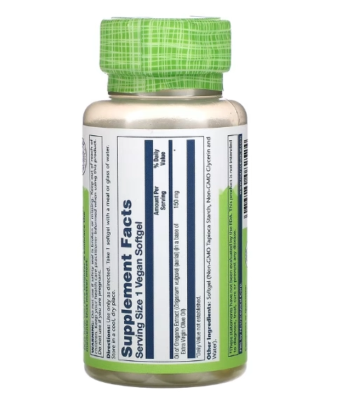 Óleo de Orégano, 150mg, 60 Cápsulas, Solaray