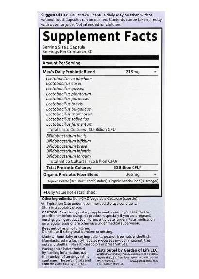 Once Daily Mens, Probióticos Formulados por Médicos, 50 Bilhões CFU, 30 Cápsulas, Garden of Life