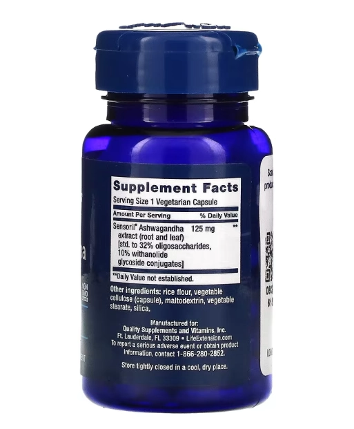 Ashwagandha, 125mg, 60 cápsulas, Life Extension