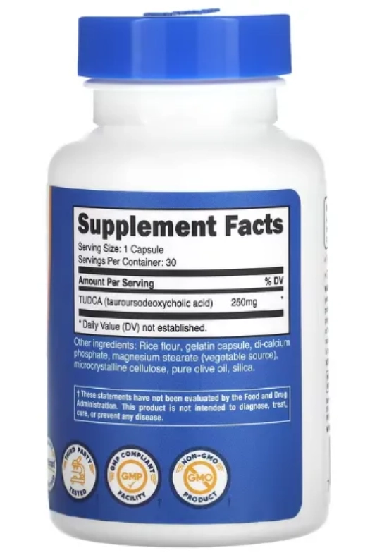 TUDCA, 250mg, 30 Cápsulas, Nutricost