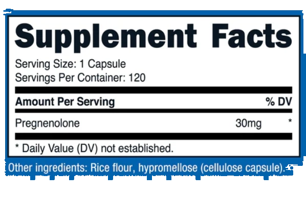 Pregnenolone 30mg, 120 Cápsulas, Nutricost