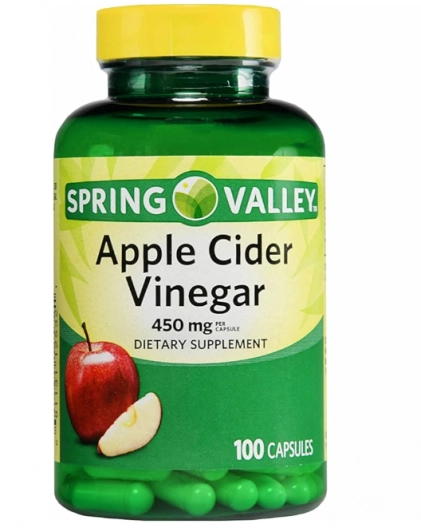 Apple Cider Vinegar, Vinagre De Maçã 450mg, 100 Cápsulas, Spring Valley