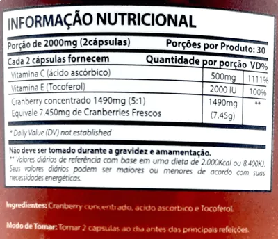 Cranberry, 2000mg, 60 Cápsulas - Medicinal Labs 