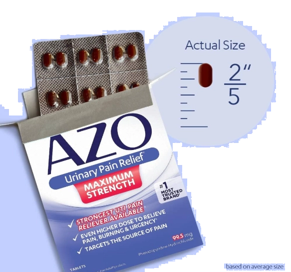 Alívio da Dor Urinária ITU, com Cloridrato de Fenazopiridina,  24 Comprimidos, AZO