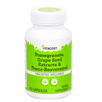 Pomegranate, Grape Seed Extracts com Trans-Resveratrol,  60 Cápsulas, Vitacost 
