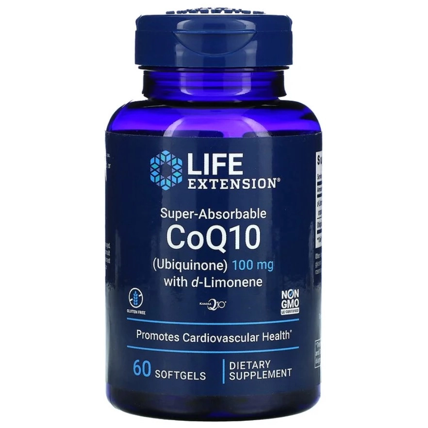 Coenzima CoQ10 + D-Limoneno, 100 mg, 60 Cáps Life Extension