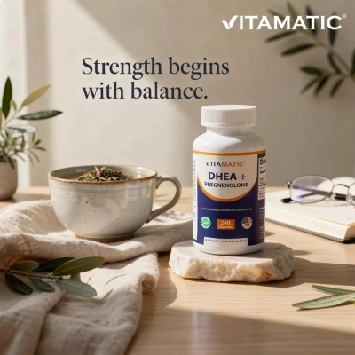 DHEA + Pregnenolona, Equilíbrio Hormonal e Vitalidade, 240 Cápsulas, Vitamatic
