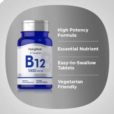 Vitamin B-12, 1000Mcg, 220 Tablets, Piping Rock 