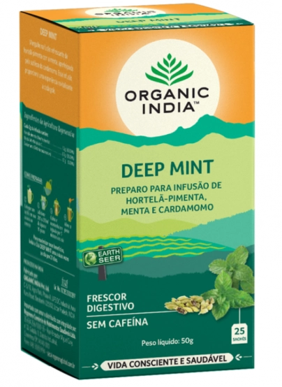 Chá Deep Mint, 25 Sachês, Organic India