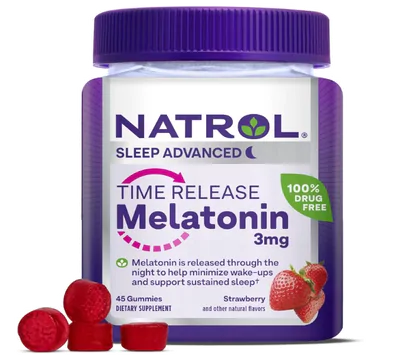 Melatonina 3mg, Time Release, 45 Gomas Sabor Morango, Natrol