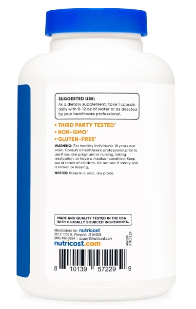 L-Phenylalanine 500mg, 180 Cápsulas, Nutricost
