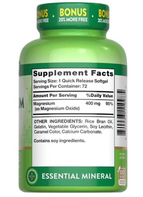 Magnésio 400mg, Extra Forte, 72 Cápsulas, Nature's Truth