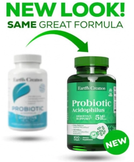 Probiótico Acidophilus, 100 Softgels, Earth's Creation