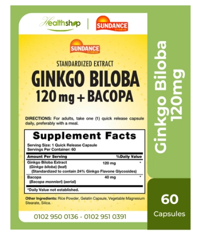 Ginkgo Biloba 120mg Plus, 60 Cápsulas, Sundance