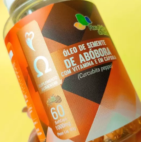 Óleo de semente de abobora, + Vitamina E 1000mg, 60 capsulas, Flora Nativa