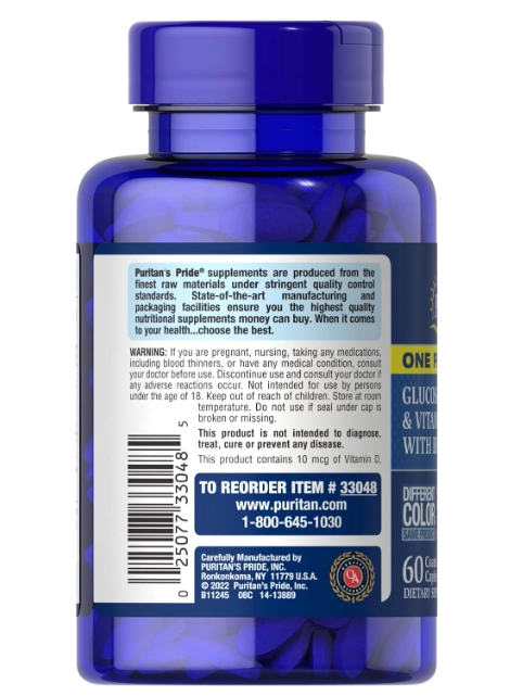 Glucosamina com  Vitamina D3 e Boswellia, One Per Day, 60 Cápsulas, Puritan's Pride
