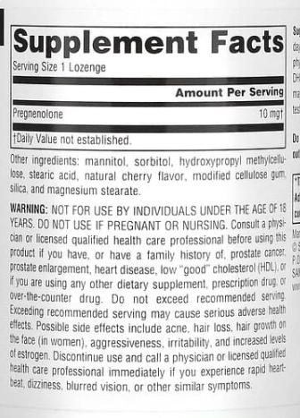 Pregnenolone 10mg, 120 Comprimido Sublingual, Source Naturals